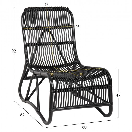 ΠΟΛΥΘΡΟΝΑ BRONNY ΕΞΩΤ.ΧΩΡΟΥ HM9644.03 RATTAN ΣΕ ΜΑΥΡΟ ΧΡΩΜΑ 60x82x92Υ εκ.