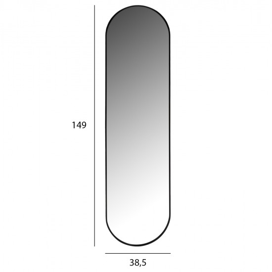 ΚΑΘΡΕΠΤΗΣ ΤΟΙΧΟΥ HM9581.01 ΨΗΛΟΣ ΟΒΑΛ ΣΚΕΛΕΤΟΣ ΑΛΟΥΜΙΝΙΟΥ ΜΑΥΡΟΣ 38,5x4x149Υεκ.