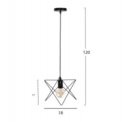 ΦΩΤΙΣΤΙΚΟ ΟΡΟΦΗΣ ΚΡΕΜΑΣΤΟ HM4075 ΜΑΥΡΟ ΜΕΤΑΛΛΙΚΟ ΚΑΠΕΛΟ 18x17x120Υεκ.