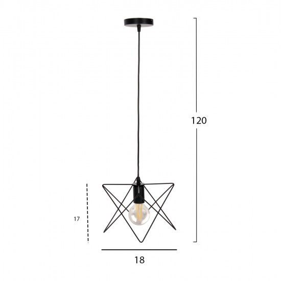 ΦΩΤΙΣΤΙΚΟ ΟΡΟΦΗΣ ΚΡΕΜΑΣΤΟ HM4075 ΜΑΥΡΟ ΜΕΤΑΛΛΙΚΟ ΚΑΠΕΛΟ 18x17x120Υεκ.