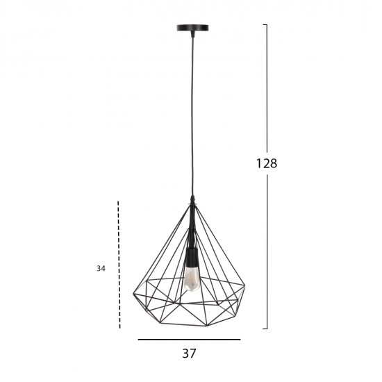ΦΩΤΙΣΤΙΚΟ ΟΡΟΦΗΣ ΚΡΕΜΑΣΤΟ HM4064 ΜΑΥΡΟ ΜΕΤΑΛΛΙΚΟ ΚΑΠΕΛΟ 32x37x128Yεκ.