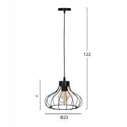 ΦΩΤΙΣΤΙΚΟ ΟΡΟΦΗΣ ΚΡΕΜΑΣΤΟ HM4114 ΜΑΥΡΟ ΜΕΤΑΛΛΙΚΟ ΣΦΑΙΡΙΚΟ ΚΑΠΕΛΟ Φ23x122Yεκ.