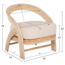 ΠΟΛΥΘΡΟΝΑ DONITA HM9838 RATTAN ΦΥΣΙΚΟ ΜΕ ΛΕΥΚΟ ΜΑΞΙΛΑΡΙ 67x74x78Υεκ.