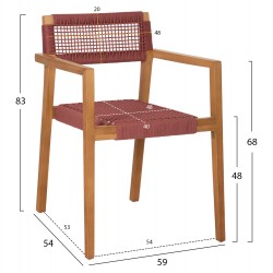 ΠΟΛΥΘΡΟΝΑ CHARLOTTE HM9637.06 ΞΥΛΟ TEAK ΦΥΣΙΚΟ & ΡΟΖ ΣΧΟΙΝΙ 59x54x83Y εκ.