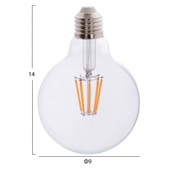 ΛΑΜΠΤΗΡΑΣ GLOBO LED FILAMENT 8W E27 3000K ΔΙΑΦΑΝΟΣ DIMMABLE HM4050.01