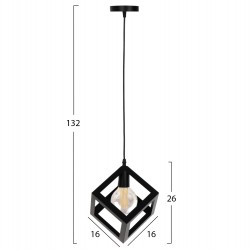 ΦΩΤΙΣΤΙΚΟ ΟΡΟΦΗΣ ΚΡΕΜΑΣΤΟ HM4192 ΜΑΥΡΟΣ ΜΕΤΑΛΛΙΚΟΣ ΚΥΒΟΣ 16x16x132Υεκ.