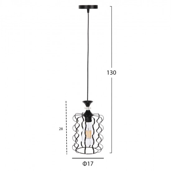 ΦΩΤΙΣΤΙΚΟ ΟΡΟΦΗΣ ΚΡΕΜΑΣΤΟ HM4088 ΜΑΥΡΟ ΜΕΤΑΛΛΙΚΟ ΚΑΠΕΛΟ Φ17x130Υεκ.