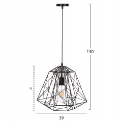 ΦΩΤΙΣΤΙΚΟ ΟΡΟΦΗΣ ΚΡΕΜΑΣΤΟ HM4066 ΜΑΥΡΟ ΜΕΤΑΛΛΙΚΟ ΚΑΠΕΛΟ 39x34x130Υεκ.