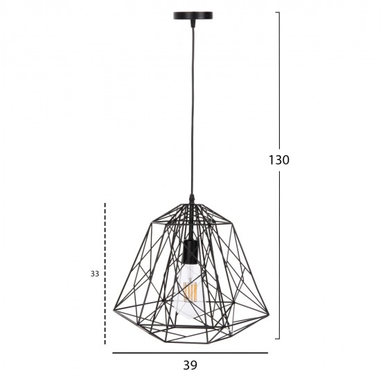 ΦΩΤΙΣΤΙΚΟ ΟΡΟΦΗΣ ΚΡΕΜΑΣΤΟ HM4066 ΜΑΥΡΟ ΜΕΤΑΛΛΙΚΟ ΚΑΠΕΛΟ 39x34x130Υεκ.