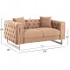 ΚΑΝΑΠΕΣ τ.CHESTERFIELD MOBAR HM3262.03 ΜΠΕΖ ΒΕΛΟΥΔΟ-ΜΕΤΑΛΛΙΚΑ ΠΟΔΙΑ 154x85x68Υεκ