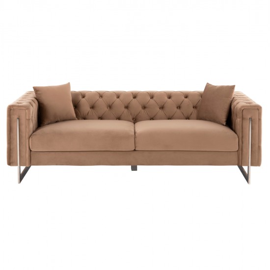 ΚΑΝΑΠΕΣ τ.CHESTERFIELD MOBAR HM3263.03 ΜΠΕΖ ΒΕΛΟΥΔΟ-ΜΕΤΑΛΛΙΚΑ ΠΟΔΙΑ 212x87x68Υεκ