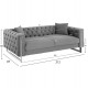 ΚΑΝΑΠΕΣ τ.CHESTERFIELD MOBAR HM3263.01 ΓΚΡΙ ΒΕΛΟΥΔΟ-ΜΕΤΑΛΛΙΚΑ ΠΟΔΙΑ 212x87x68Υεκ