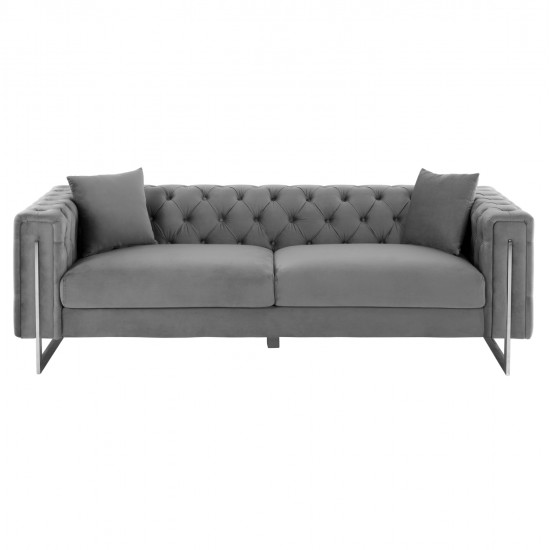 ΚΑΝΑΠΕΣ τ.CHESTERFIELD MOBAR HM3263.01 ΓΚΡΙ ΒΕΛΟΥΔΟ-ΜΕΤΑΛΛΙΚΑ ΠΟΔΙΑ 212x87x68Υεκ