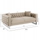 ΚΑΝΑΠΕΣ τ.CHESTERFIELD MOBAR HM3263.02 ΚΡΕΜ ΒΕΛΟΥΔΟ-ΜΕΤΑΛΛΙΚΑ ΠΟΔΙΑ 212x87x68Υεκ