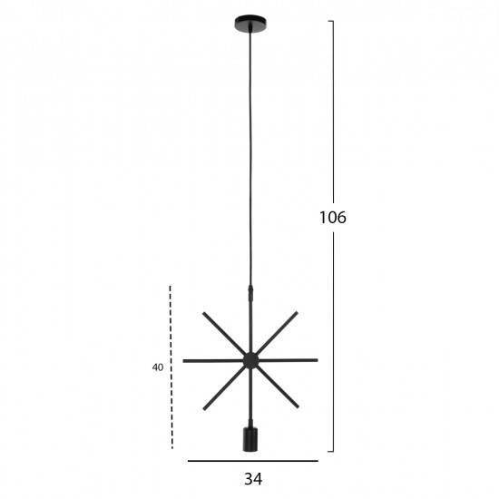 ΦΩΤΙΣΤΙΚΟ ΟΡΟΦΗΣ ΚΡΕΜΑΣΤΟ HM4098 ΜΑΥΡΟ ΜΕΤΑΛΛΟ ΑΣΤΕΡΙ 34x40x106Υεκ.