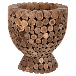 ΤΡΑΠΕΖΙ BAR ΣΤΡΟΓΓΥΛΟ LEEROY HM9806 KOMMATIA ΞΥΛΟΥ TEAK Φ900x103Υεκ.