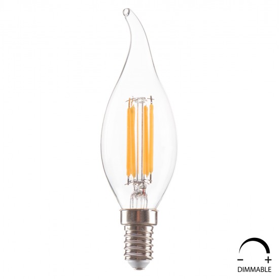 ΛΑΜΠΤΗΡΑΣ HM4047.01 ΣΤΥΛ ΦΛΟΓΑ LED FILAMENT 6W E14 3000K ΔΙΑΦΑΝΟ DIMMABLE