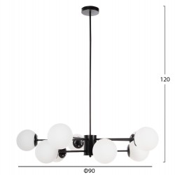 ΦΩΤΙΣΤΙΚΟ ΟΡΟΦΗΣ ΚΡΕΜΑΣΤΟ HM4170 ΜΑΥΡΟ ΜΕΤΑΛΛΟ ΛΕΥΚΟ ΓΥΑΛΙ Φ90x97,5Υεκ