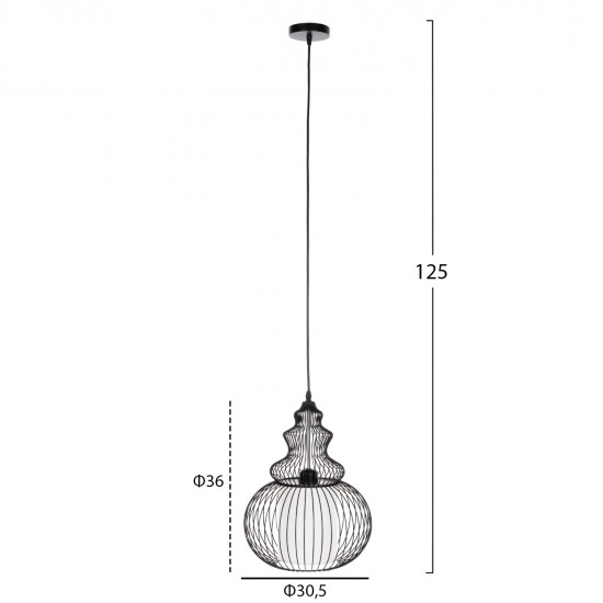 ΦΩΤΙΣΤΙΚΟ ΟΡΟΦΗΣ ΚΡΕΜΑΣΤΟ HM4183 ΜΑΥΡΟ ΜΕΤΑΛΛΟ 30,5x30,5x125Υεκ.