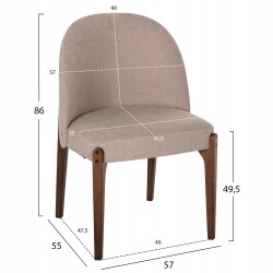 ΚΑΡΕΚΛΑ ΤΡΑΠΕΖΑΡΙΑΣ RAMMER HM9744.02 RUBBERWOOD ΣΕ ΚΑΡΥΔΙ-ΕΚΡΟΥ ΥΦΑΣΜΑ 57x55x86Υεκ.