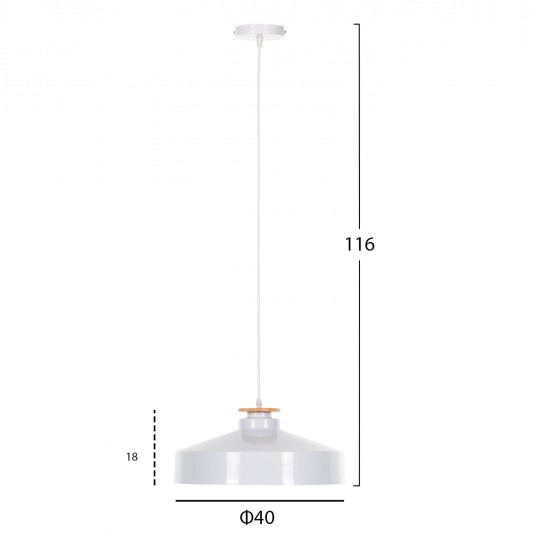 ΦΩΤΙΣΤΙΚΟ ΟΡΟΦΗΣ ΚΡΕΜΑΣΤΟ HM4159.02 ΛΕΥΚΟ ΜΕΤΑΛΛΙΚΟ ΚΑΠΕΛΟ Φ40x116Υεκ