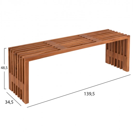 ΠΑΓΚΑΚΙ NYA HM9829 ΜΑΣΙΦ ΞΥΛΟ TEAK ΣΕ ΦΥΣΙΚΟ 139,5x34,5x48,5Υεκ.