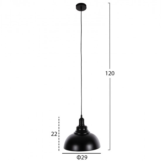 ΦΩΤΙΣΤΙΚΟ ΟΡΟΦΗΣ ΚΡΕΜΑΣΤΟ HM4163 ΜΑΥΡΟ ΜΕΤΑΛΛΙΚΟ ΚΑΠΕΛΟ Φ29x120Υεκ
