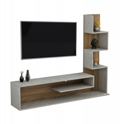 ΣΥΝΘΕΤΟ ΤΗΛΕΟΡΑΣΗΣ EDELIE HM8908.14 ΜΕΛΑΜΙΝΗ ΓΚΡΙ STONE TEXTURE-ΦΥΣΙΚΟ 150x29,5x120Υεκ.