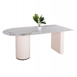 ΤΡΑΠΕΖΙ ΤΡΑΠΕΖΑΡΙΑΣ CERAMUS HM9772.01 12mmΚΕΡΑΜΙΚΟ TOP ΛΕΥΚΟ ΜΑΡΜΑΡΟ-MDF ΛΕΥΚΟ 180x90x76Υεκ.