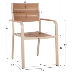 ΠΟΛΥΘΡΟΝΑ ΑΛΟΥΜΙΝΙΟΥ SAGA HM5127.04 ΣΑΜΠΑΝΙ ΜΕ POLYWOOD 55x52x86Yεκ.