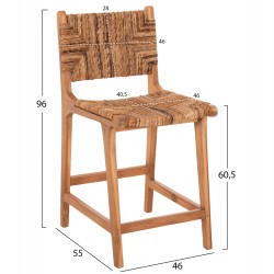 ΣΚΑΜΠΟ ΜΠΑΡ WALTER HM9842 ΞΥΛO TEAK ΣΕ ΦΥΣΙΚΟ-ΨΑΘΑ 46x55x96Υεκ.