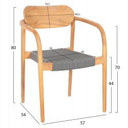 ΠΟΛΥΘΡΟΝΑ OSLO HM9636.08 ΞΥΛΟ TEAK ΦΥΣΙΚΟ & ΓΚΡΙ ΣΧΟΙΝΙ 55x54x80Yεκ.