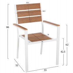 ΠΟΛΥΘΡΟΝΑ ΑΛΟΥΜΙΝΙΟΥ SAGA HM5981.01 ΛΕΥΚΗ-POLYWOOD ΣΕ ΦΥΣΙΚΟ 55x55x86Υεκ.