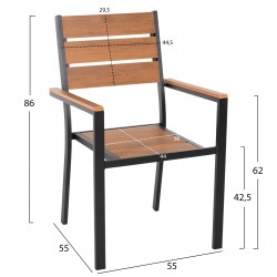 ΠΟΛΥΘΡΟΝΑ ΑΛΟΥΜΙΝΙΟΥ SAGA HM5981.02 ΜΑΥΡΗ-POLYWOOD ΣΕ ΦΥΣΙΚΟ 55x55x86Υεκ.