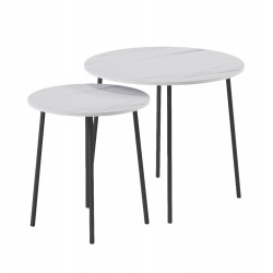 ΤΡΑΠΕΖΙΑ ΣΑΛΟΝΙΟΥ 2ΤΜΧ CUPPER HM9878.12 ΜΕΛΑΜΙΝΗ ΛΕΥΚΟ ΜΑΡΜΑΡΟ-ΜΑΥΡΟ ΜΕΤΑΛΛΟ