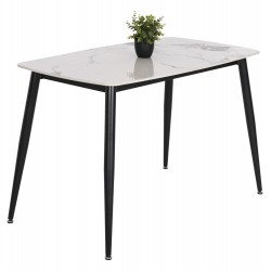 ΤΡΑΠΕΖΙ RAVEN HM9854.01 ΚΕΡΑΜΙΚΟ TOP ΛΕΥΚΟ ΜΑΡΜΑΡΟ-ΜΑΥΡΟ ΜΕΤΑΛΛΟ 120x70x73Υεκ.