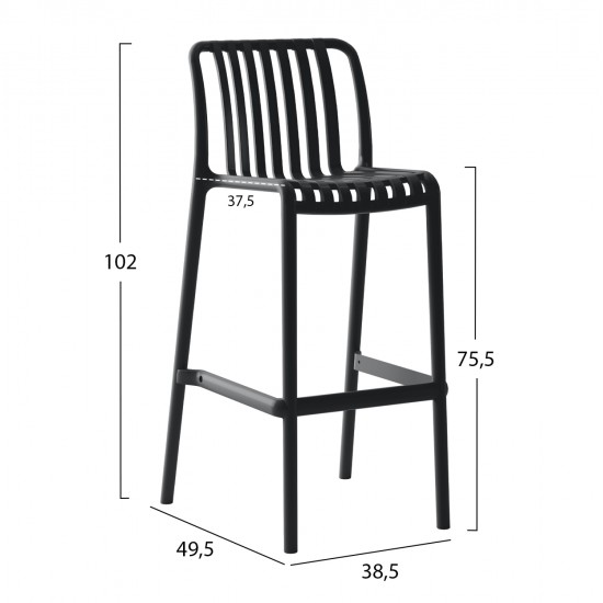 ΣΚΑΜΠΟ BAR ΠΟΛΥΠΡΟΠΥΛΕΝΙΟΥ CONVEE HM6098.02 ΜΑΥΡΟ 38,5x49,5x102Υεκ.