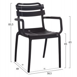 ΠΟΛΥΘΡΟΝΑ ΠΟΛΥΠΡΟΠΥΛΕΝΙΟΥ PHILLY HM6123.02 ΜΑΥΡΟ 58.5x49x83.5Υεκ.