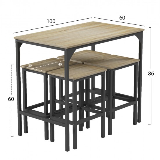 ΣΕΤ ΤΡΑΠΕΖΑΡΙΑ ΜΠΑΡ 5ΤΜΧ BOXY HM9882.01 ΜΑΥΡΟ ΜΕΤΑΛΛΟ-ΜΕΛΑΜΙΝΗ ΣΕ SONAMA