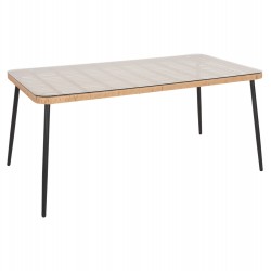 ΤΡΑΠΕΖΙ ΟΡΘΟΓΩΝΙΟ ALLEGRA HM5538.11 ΜΕΤΑΛ.ΜΑΥΡΟ-P.E. RATTAN ΦΥΣΙΚΟ 159,5x89,5x72Υεκ.