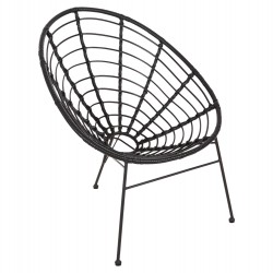 ΠΟΛΥΘΡΟΝΑ ΤΥΠΟΥ ΦΩΛΙΑ ΜΕΤΑΛΛΙΚΗ ALLEGRA HM5458.12 ΜΕ WICKER-ΜΑΥΡΟ 73x78x88Υεκ.