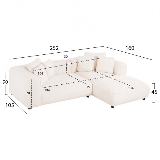 ΚΑΝΑΠΕΣ ΓΩΝΙΑ (ΔΕΞΙΑ) 3-ΘΕΣΙΟΣ GRACE HM3280.02R ΛΕΥΚΟ ΥΦΑΣΜΑ 252x160x70-90Υεκ ΚΑΝΑΠΕΣ ΓΩΝΙΑ (ΔΕΞΙΑ) 3-ΘΕΣΙΟΣ GRACE HM3280.02R ΛΕΥΚΟ ΥΦΑΣΜΑ 252x160x70-90Υεκ