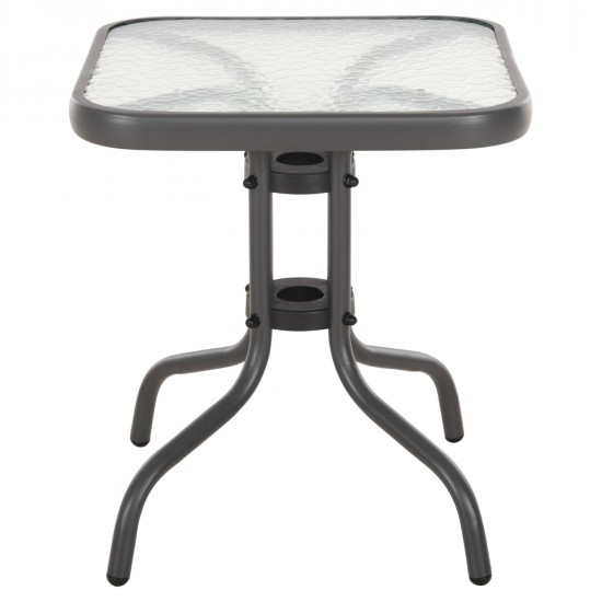 ΤΡΑΠΕΖΙ ΒΟΗΘΗΤΙΚΟ FIGO HM6067.01 ΜΕΤΑΛΛΙΚΟ ΓΚΡΙ-ΓΥΑΛΙΝΗ ΕΠΙΦΑΝΕΙΑ 45x45x51Yεκ