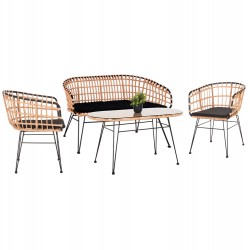ΣΕΤ ΕΞΩΤ.ΧΩΡΟΥ 4ΤΜΧ ALLEGRA HM21051 ΣΥΝΘ.RATTAN ΜΠΕΖ-ΜΑΥΡΟ ΜΕΤΑΛΛΟ