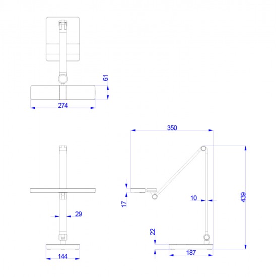 ΦΩΤΙΣΤΙΚΟ ΓΡΑΦΕΙΟΥ LED BLAIN PRO HM4461.02 ΜΑΥΡΟ ΜΑΤ ABS 35x43,9Υεκ.