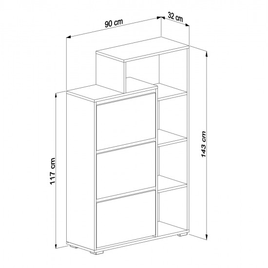 ΠΑΠΟΥΤΣΟΘΗΚΗ ROBBEN HM18189.01 ΜΕΛΑΜΙΝΗ ΣΕ ΛΕΥΚΟ 90x30x143Υεκ.