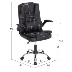 ΚΑΡΕΚΛΑ ΓΡΑΦΕΙΟΥ CANAN HM1201 ΜΑΥΡO PVC-ΒΑΣΗ ΧΡΩΜΙΟΥ 66x61x105Υεκ.