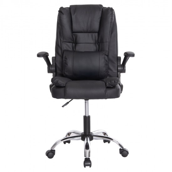 ΚΑΡΕΚΛΑ ΓΡΑΦΕΙΟΥ CANAN HM1201 ΜΑΥΡO PVC-ΒΑΣΗ ΧΡΩΜΙΟΥ 66x61x105Υεκ.