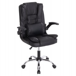 ΚΑΡΕΚΛΑ ΓΡΑΦΕΙΟΥ CANAN HM1201 ΜΑΥΡO PVC-ΒΑΣΗ ΧΡΩΜΙΟΥ 66x61x105Υεκ.