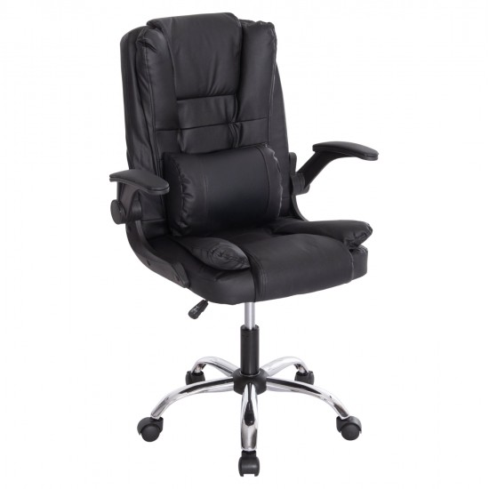 ΚΑΡΕΚΛΑ ΓΡΑΦΕΙΟΥ CANAN HM1201 ΜΑΥΡO PVC-ΒΑΣΗ ΧΡΩΜΙΟΥ 66x61x105Υεκ.